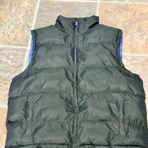 ~~Vintage Sportier Puffer Men's M Vest Black/Blue Full Zip Sleeveless Classic